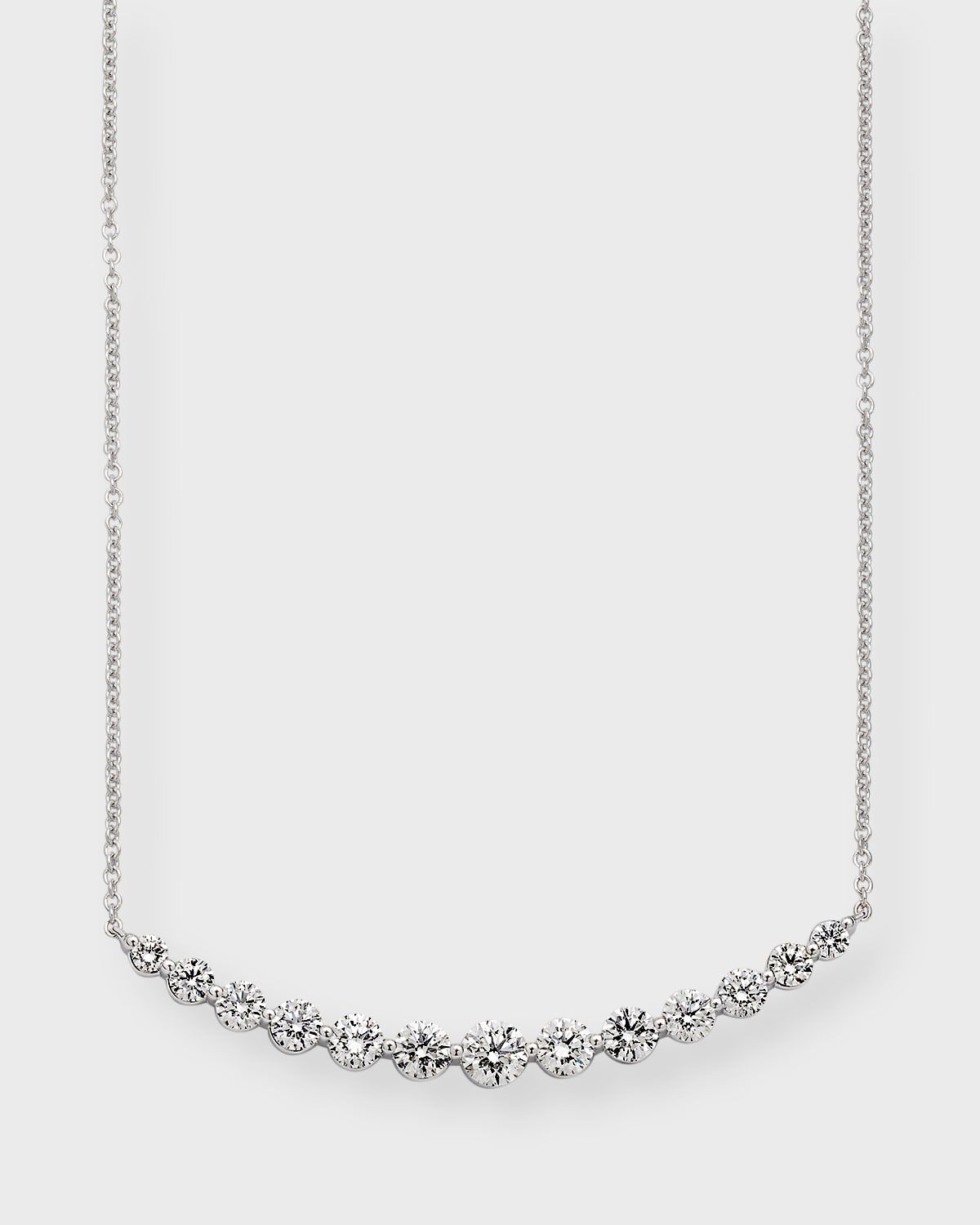 18k White Gold 13 Round Diamond Smiley Necklace