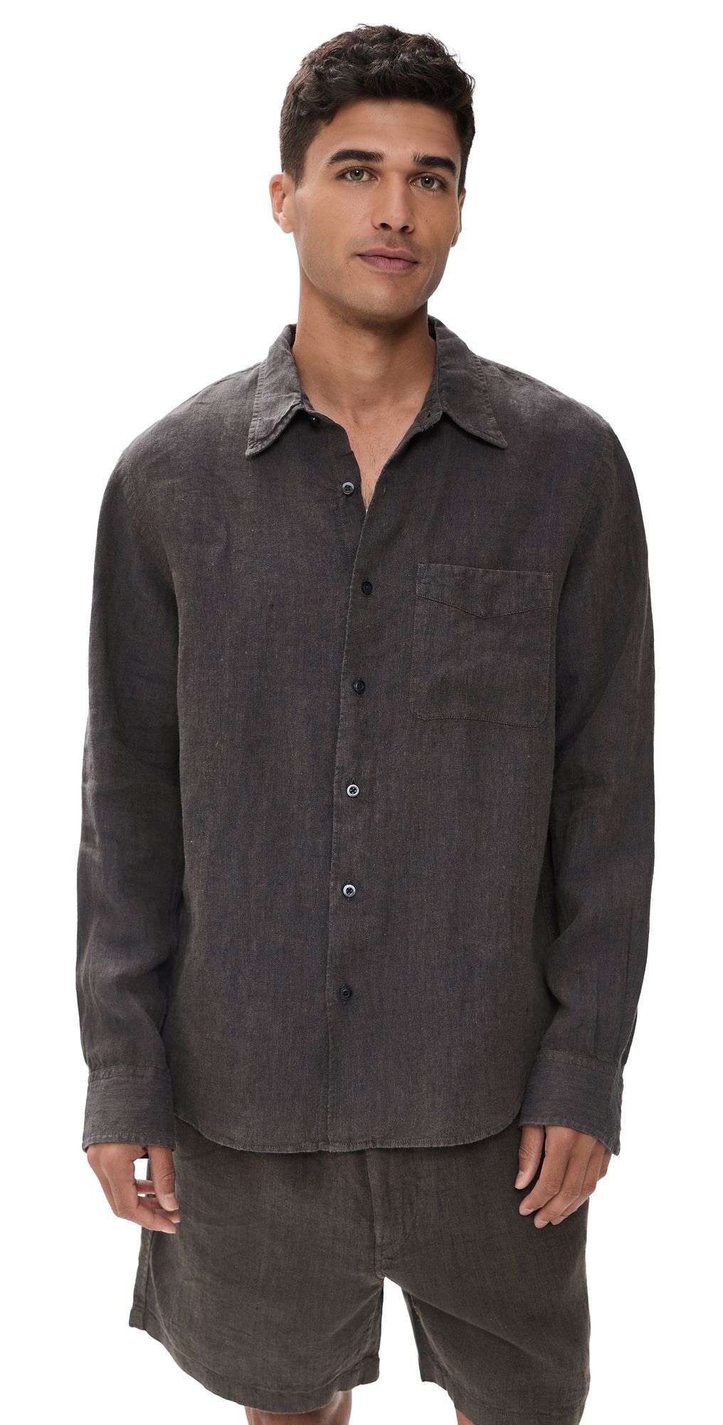 Madewell Long Sleeve Linen Top Chocolate XL