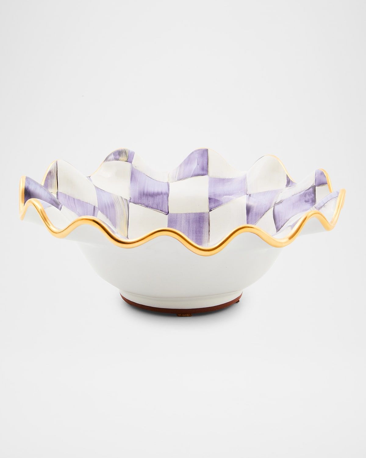 Plum Check Fluted Ceramic Breakfast Bowl