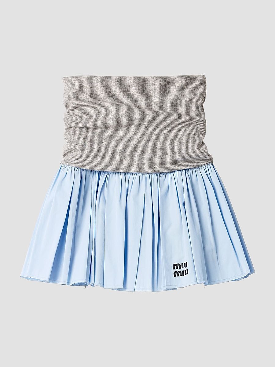 Miu Miu Women's Jersey and Poplin Skirt - Grey Blue - Size 0