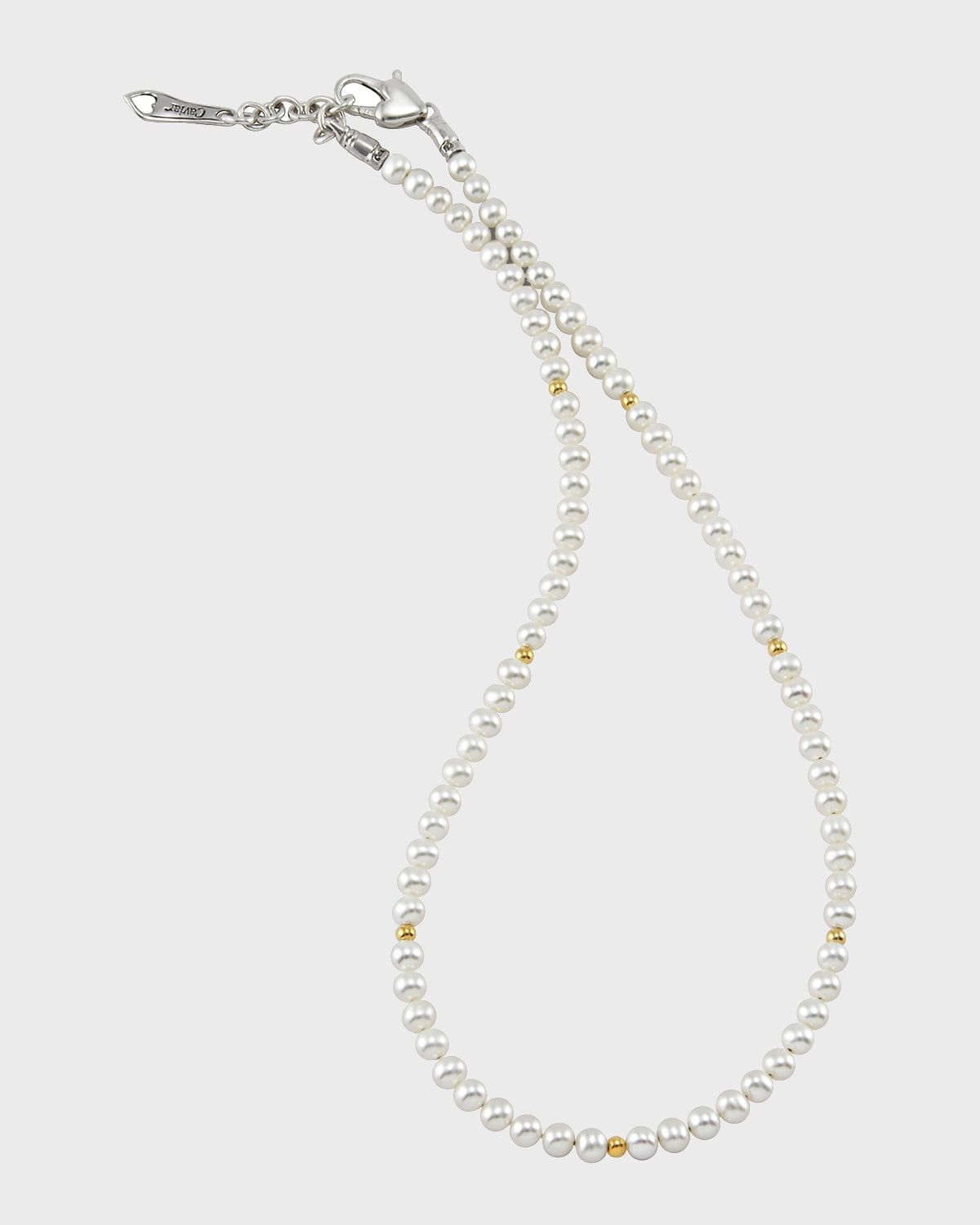Kinder Pearl Necklace with 18k Gold Cavier Beaded Accents