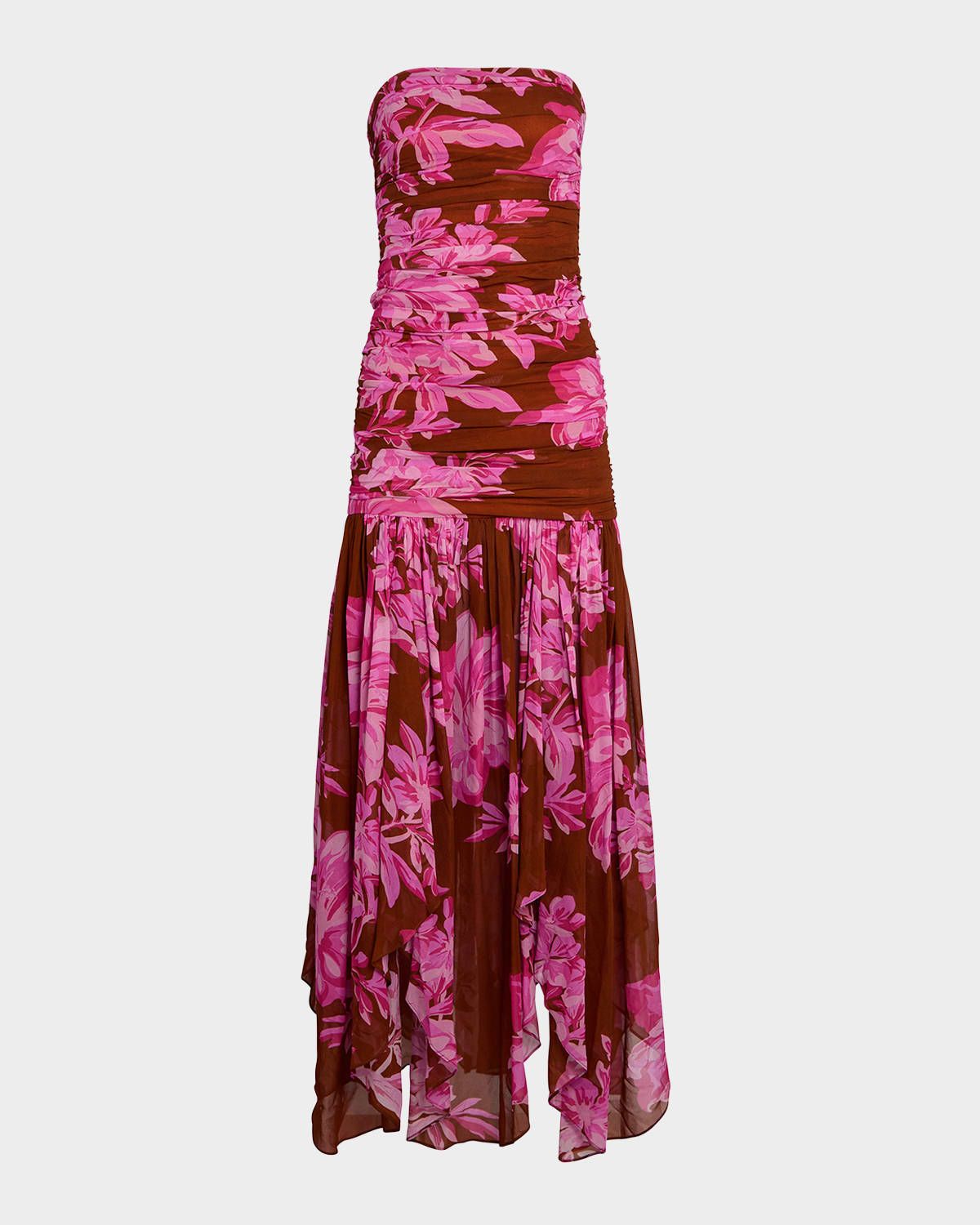 Teryn Silk Chiffon Strapless Maxi Dress