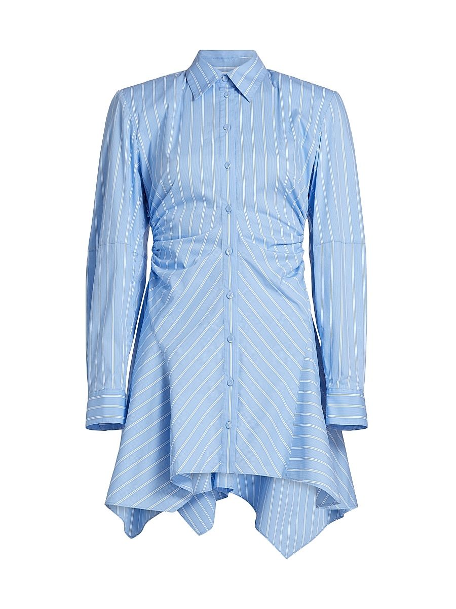 Women's Deena Pinstriped Mini Shirtdress - Sky Blue Stripe - Size Medium