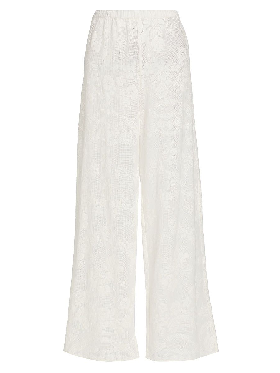 Women's Jessia Mesh Cotton-Blend Wide-Leg Pants - White - Size XL