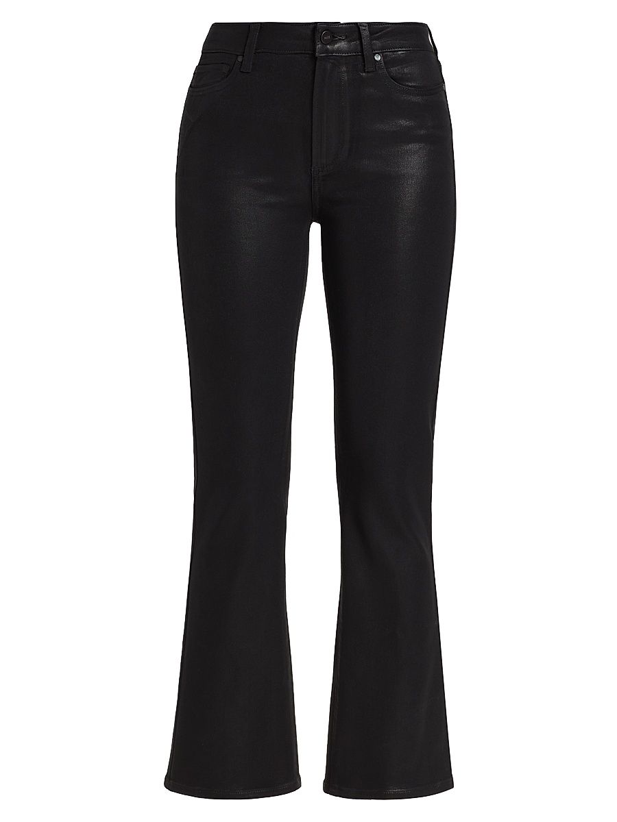 Women's Claudine Faux Leather Flare Ankle Pants - Black Fog Luxe - Size 30