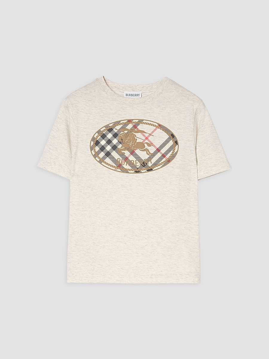 Girl's Racheal Logo Graphic Cotton T-Shirt - White Melange - Size 10