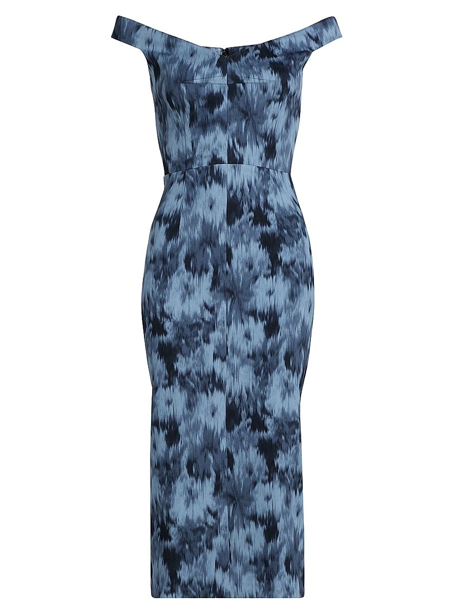 Women's Portrait Neck Sheath Dress - Lake Multi - Size 14