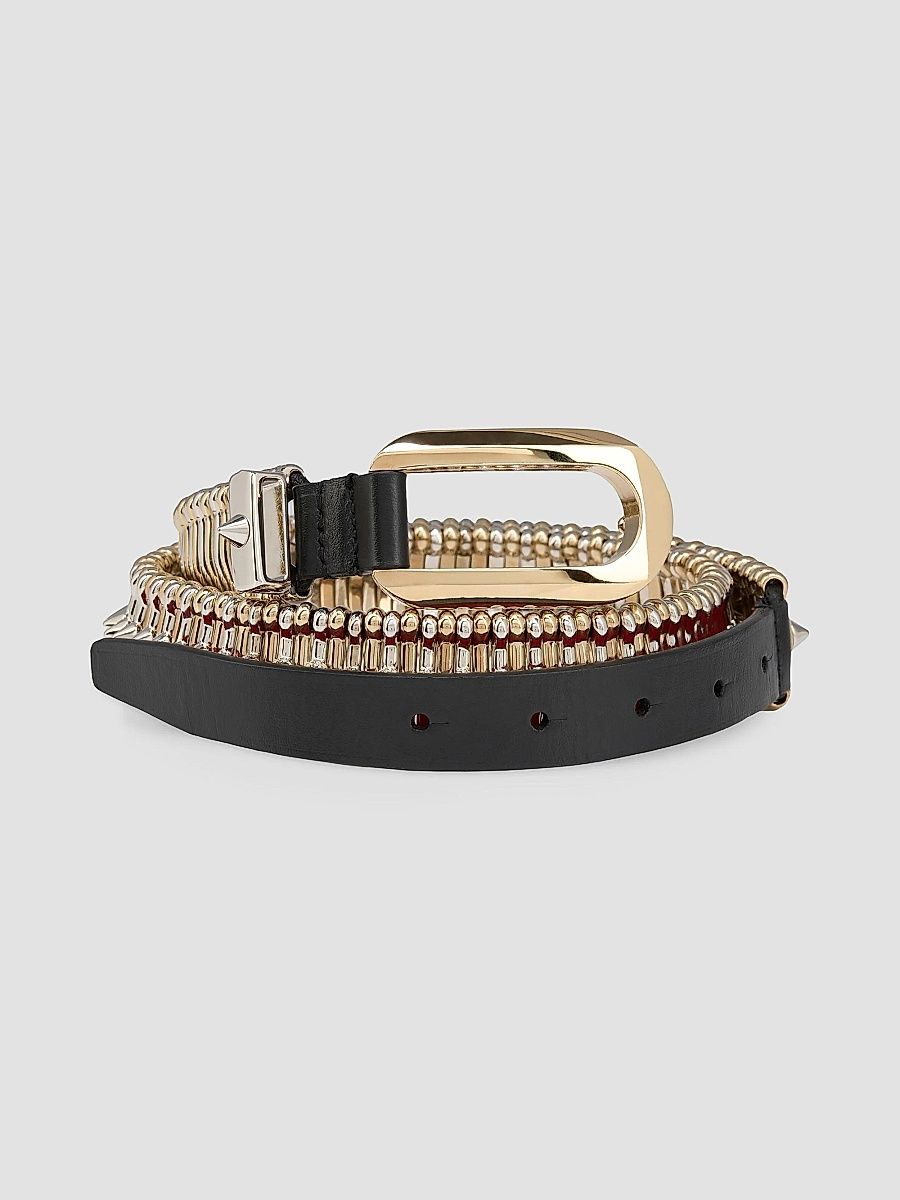 Christian Louboutin Women's Belt in Calf Leather with Spikes - Black - Size Large