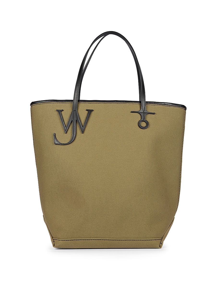 Women's Tall Anchor Logo Cotton Tote Bag - Khaki Black