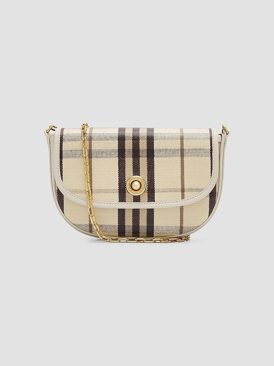 Women's Highlands Check Chain-Strap Crossbody Bag - Light Beige