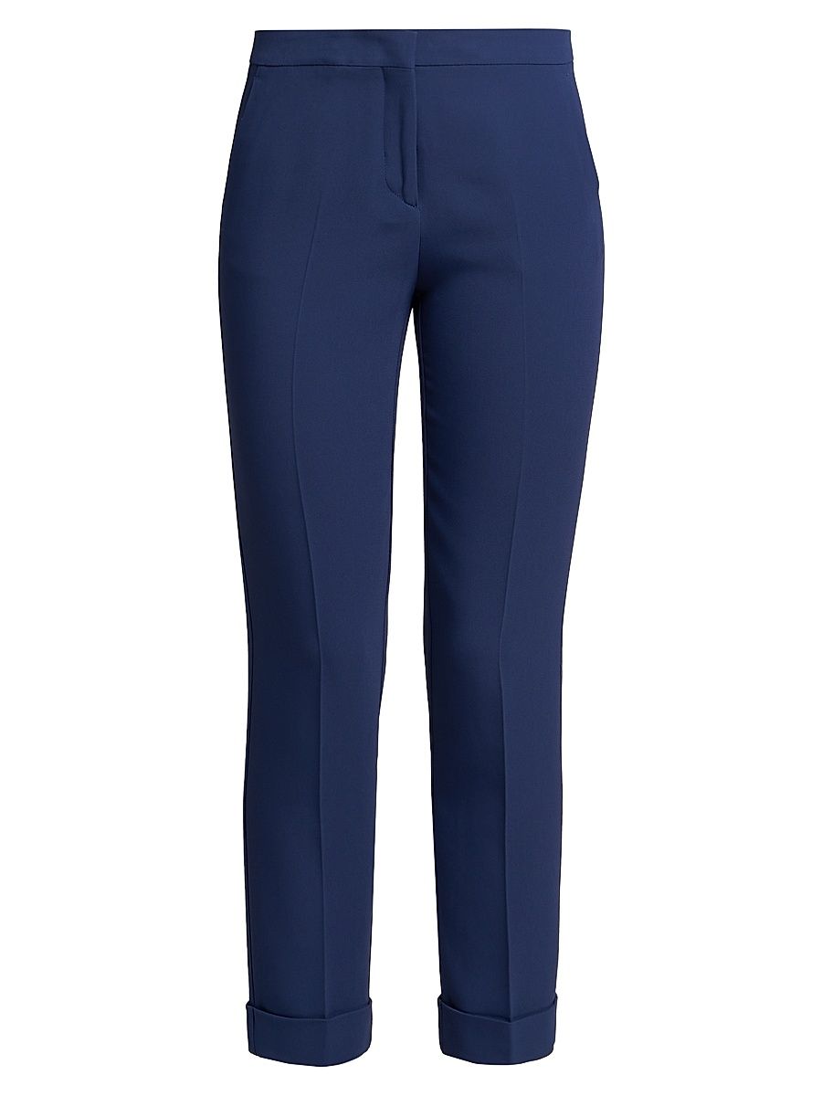 Women's Ankle-Crop Mid-Rise Trousers - Dark Blue - Size 12