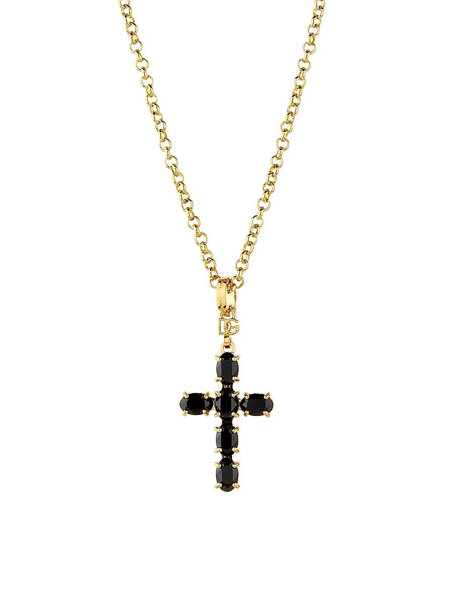 Women's Goldtone & Glass Crystal Cross Pendant Necklace - Yellow Gold