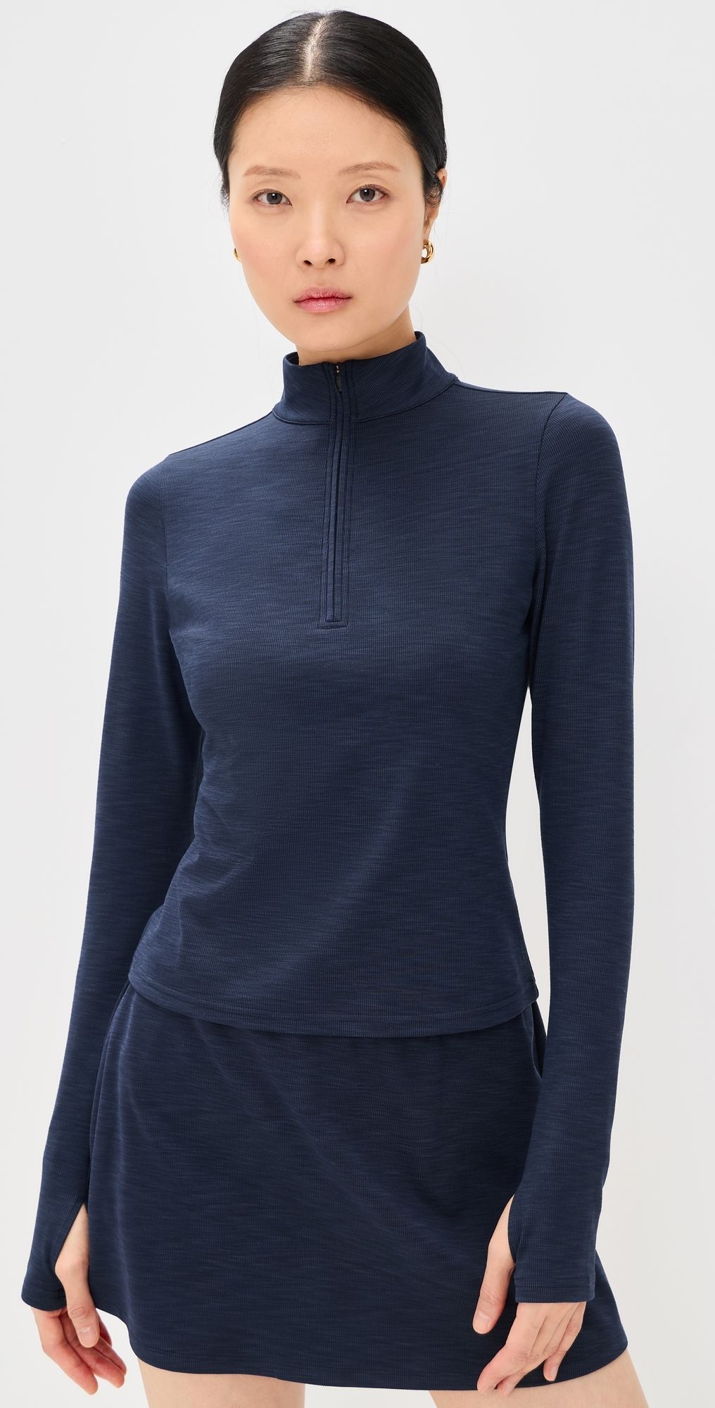 Splits59 Stevie Half Zip Top Heather Indigo L