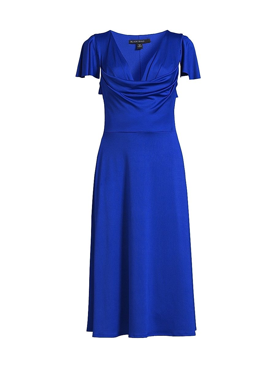 Women's Anabela Satin Midi-Dress - Vibrant Blue - Size 12