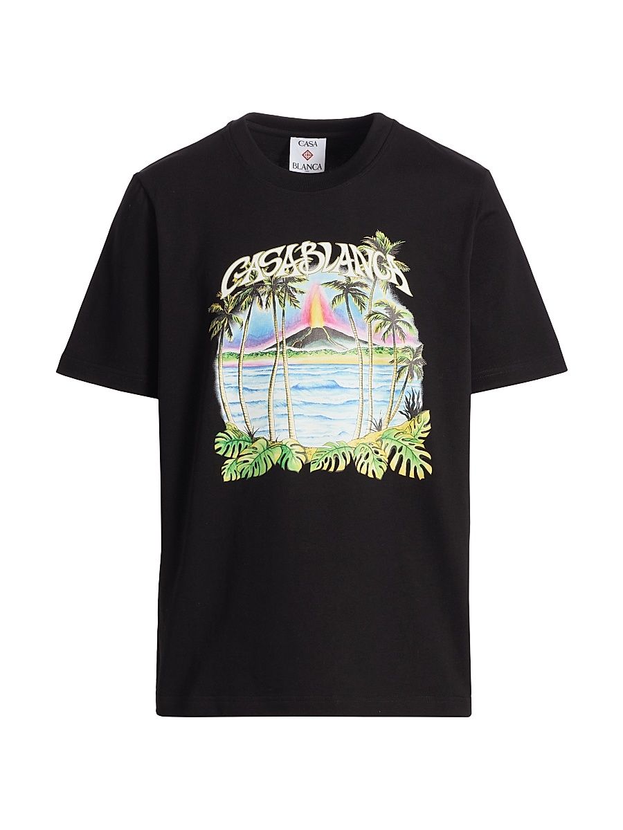 Men's Volcano Logo-Print Classic T-Shirt - Black Jersey - Size XXL