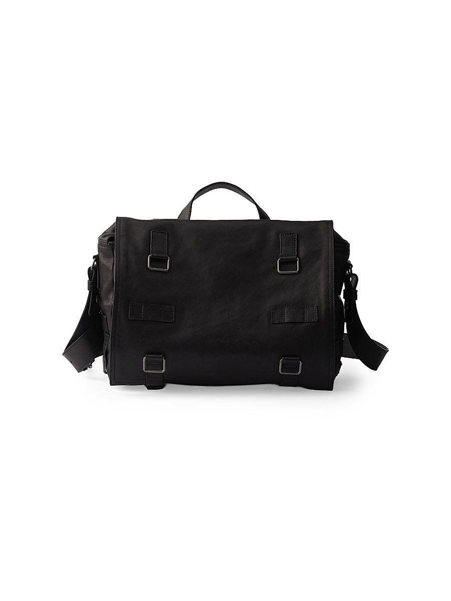Men's Leather Messenger Bag - Black
