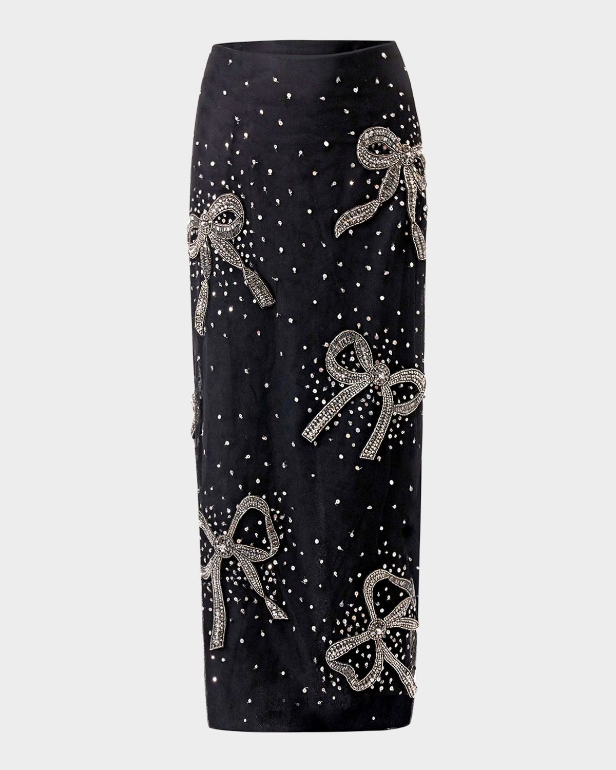 Bow Embellished Midi Skirt