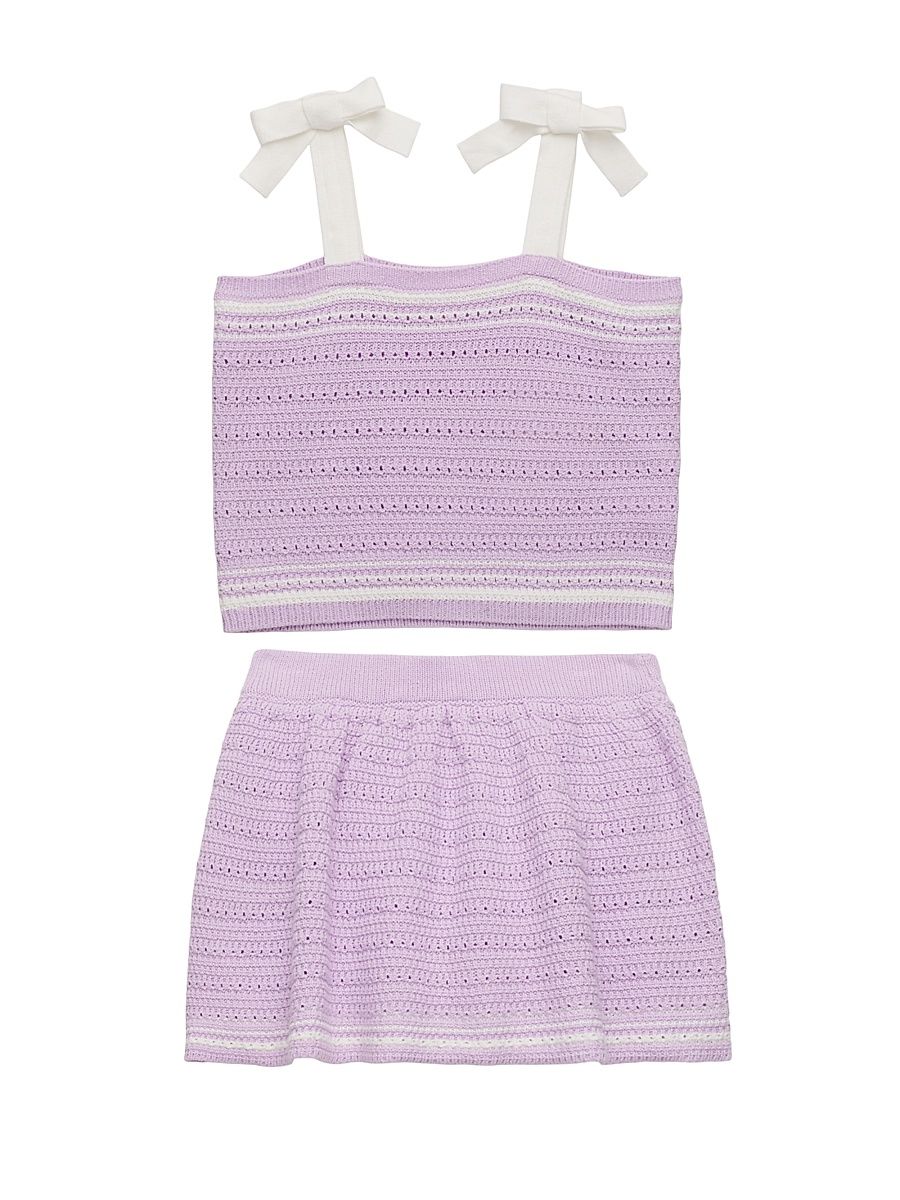 Girl's Crochet Tank & Skort Set - Lilac Combo - Size 14