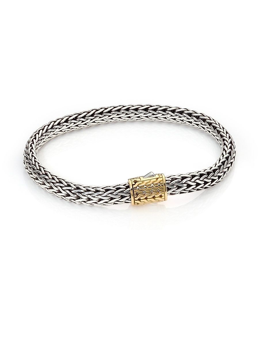 Women's Classic Chain 18K Yellow Gold & Sterling Silver Bracelet - Silver Gold - Size Medium