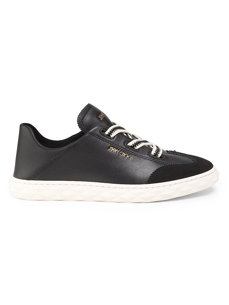 Women's Diamond Light Flex Leather-Suede Low-Top Sneakers - Black - Size 8