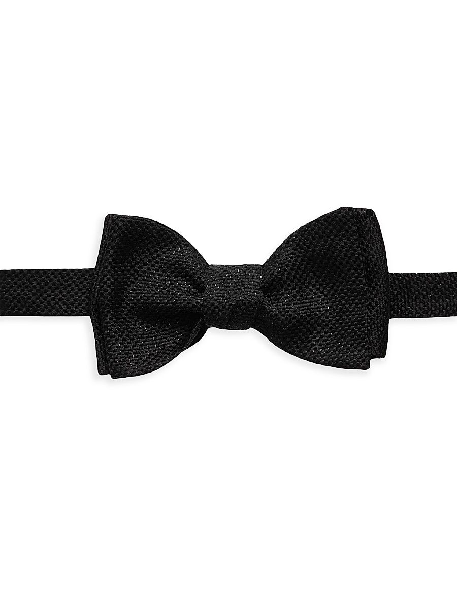 Men's Lurex Silk Self-Tied Bow Tie - Black