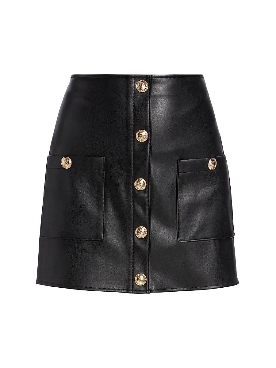 Women's Truman Faux Leather Miniskirt - Black - Size 18