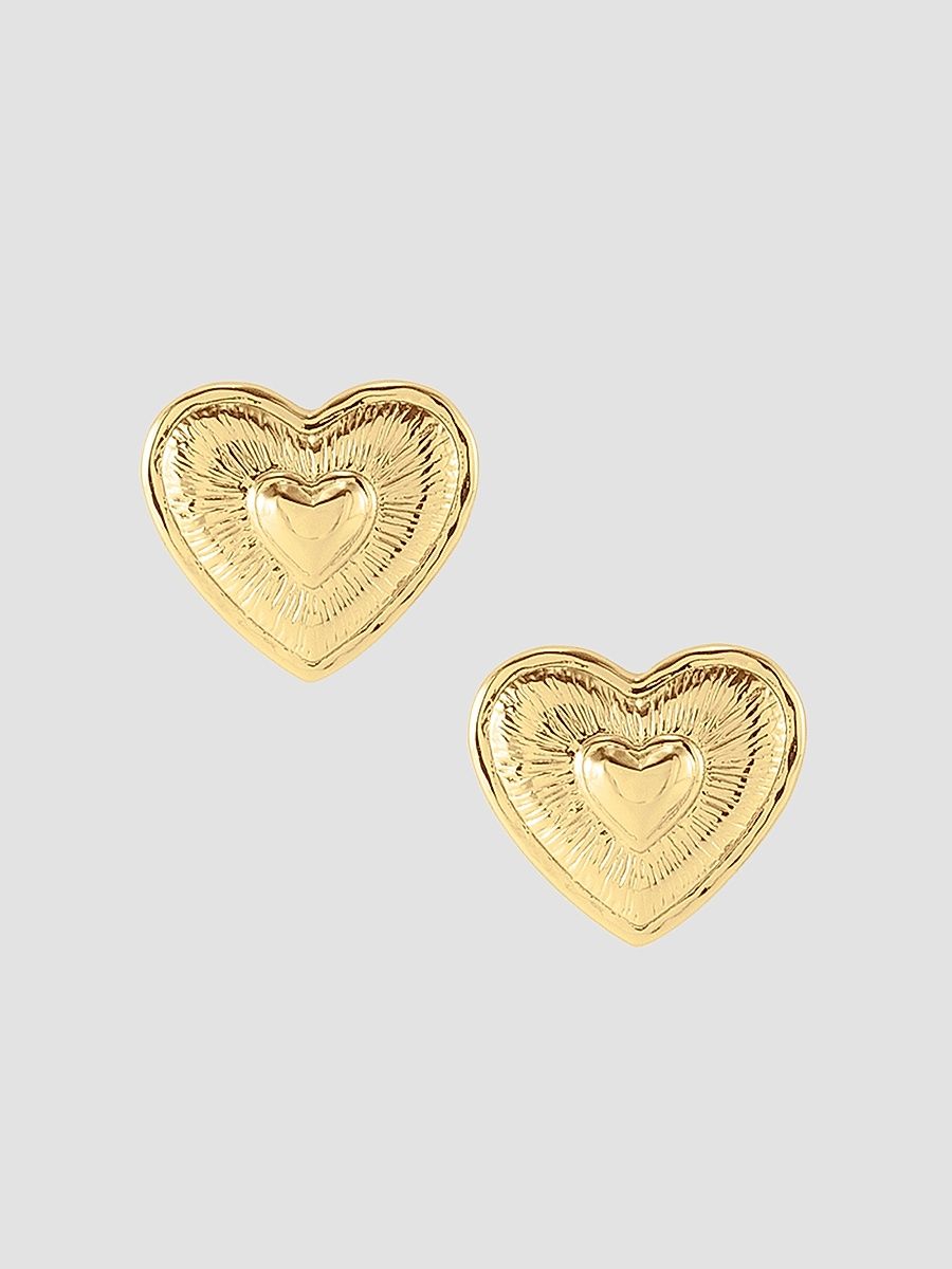 Women's Heart 18K-Gold-Plated Stud Earrings - Gold