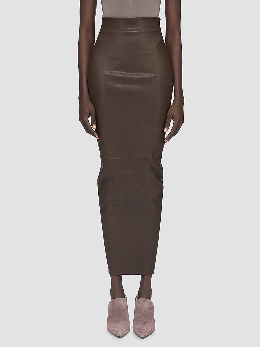 Women's Dirt Pillar Stretch Leather-Blend Pencil Maxi Skirt - Grease - Size 8