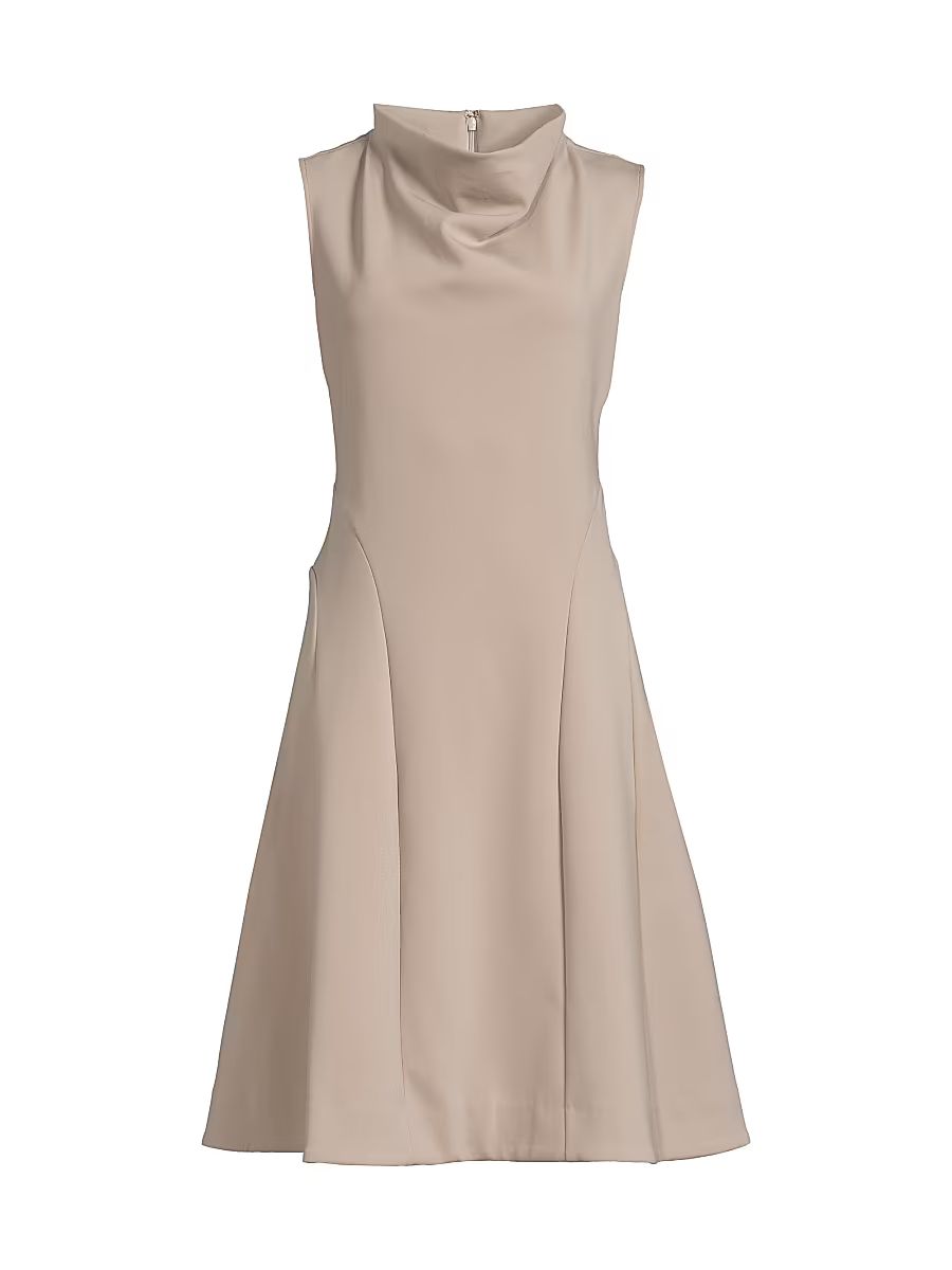 Women's Techno Crepe Funnel Neck Dress - Taupe - Size 10