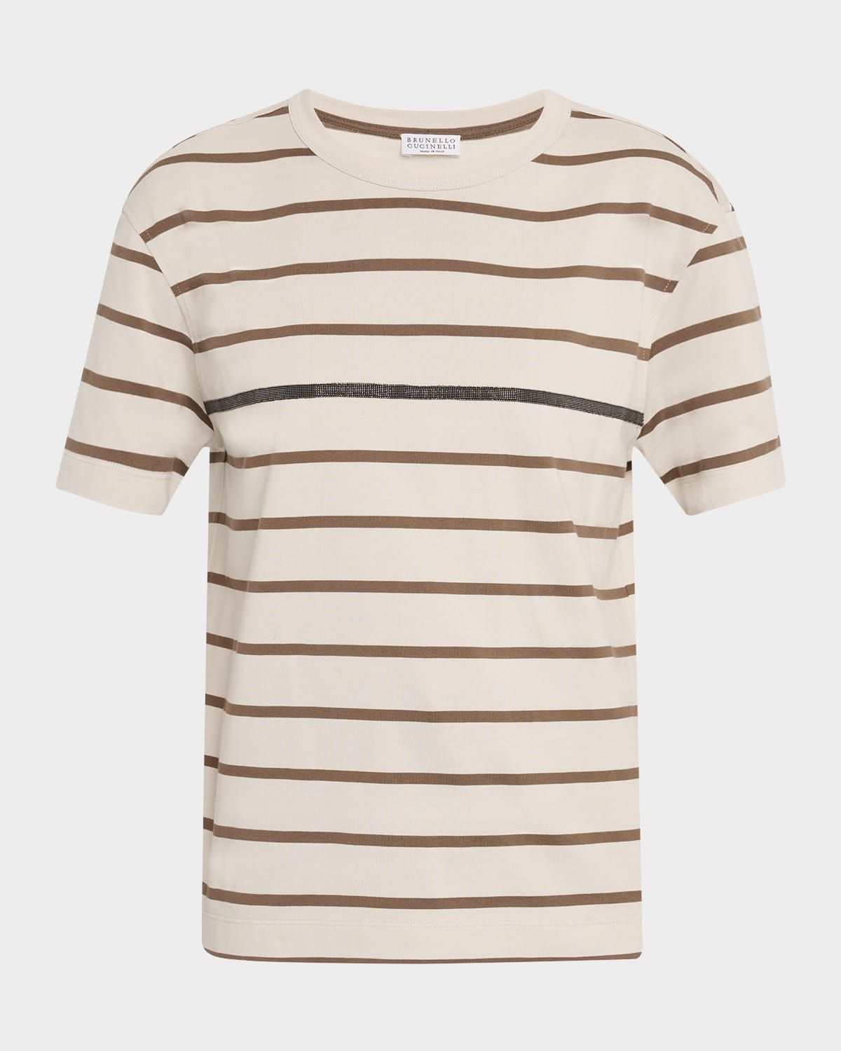 Monili Striped Short-Sleeve Cotton T-Shirt