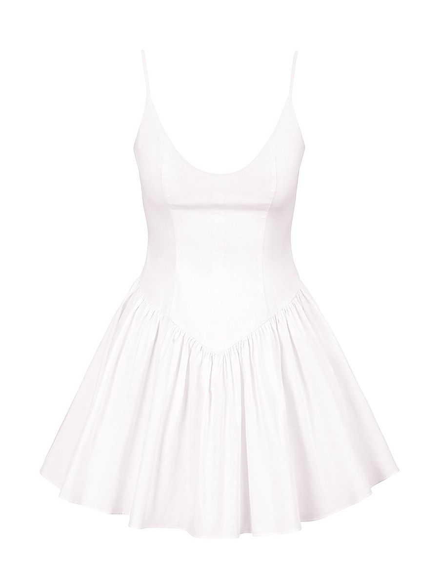 Women's Dena Stretch-Cotton Sleeveless Minidress - White - Size 12