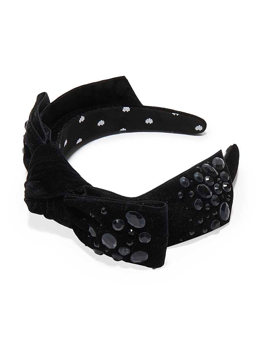 Women's Shirley Crystal-Pebbled Velvet Headband - Jet