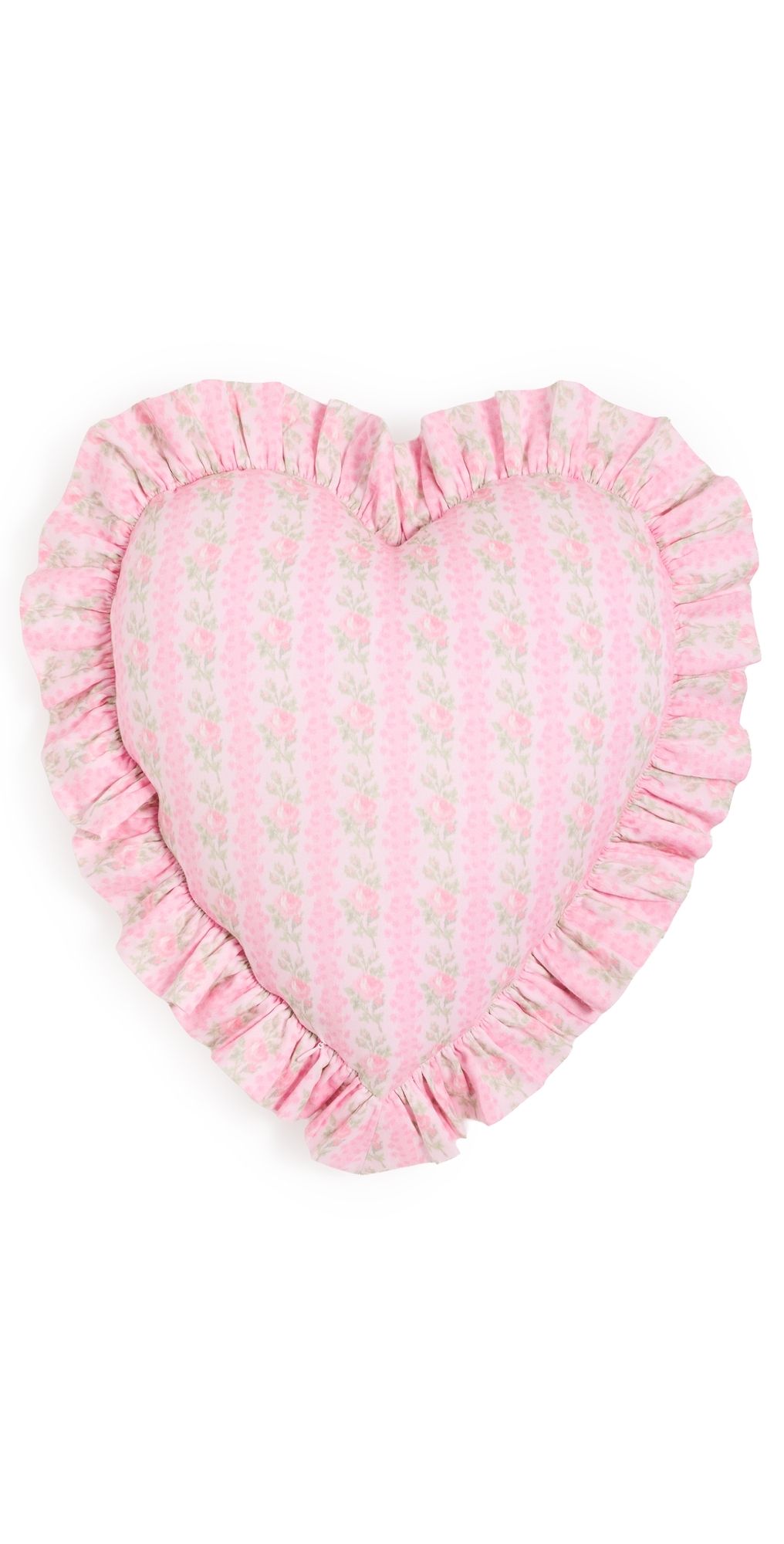 LoveShackFancy Forever In Love Ruffle Heart Pillow STRAWBERRY MACAROON One Size