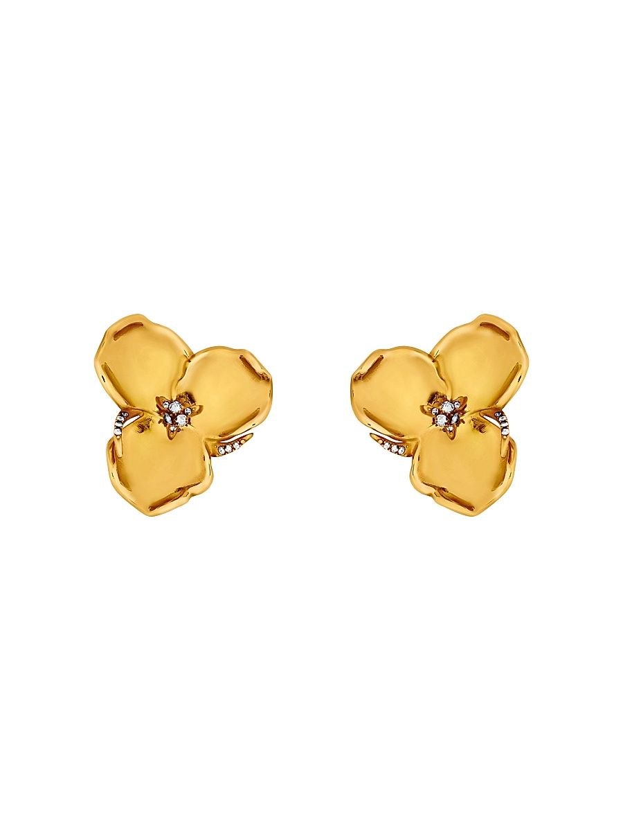 Women's 24K-Gold-Plated & Glass Crystal Blossom Stud Earrings - Gold