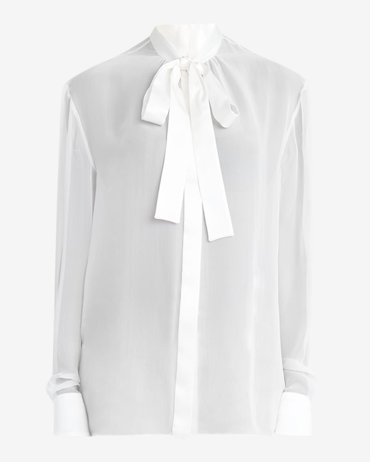 Chiffon Button Down Neck-Tie Blouse