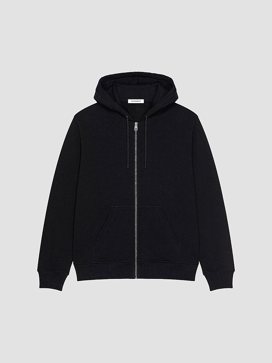Givenchy Men's Zipped Hoodie in Fleece with Photographic Negative Print - Black - Size XXL