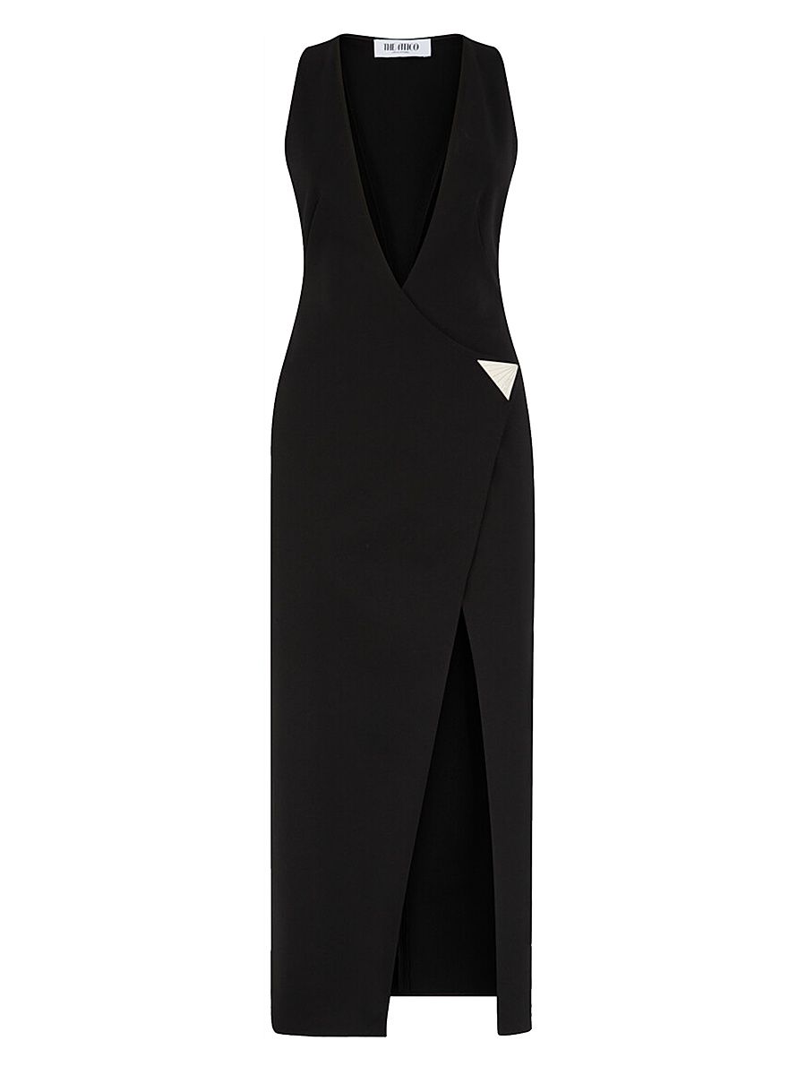 Women's Wrap-Style Maxi Dress - Black - Size 0