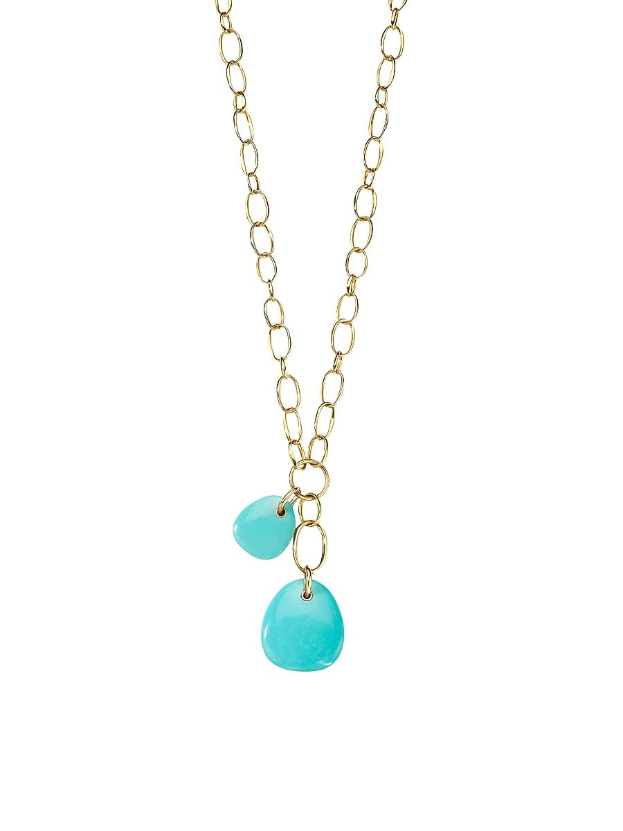 Women's Rock Candy 18K Yellow Gold & Gemstone Double-Pebble Necklace - Gold - Size 17