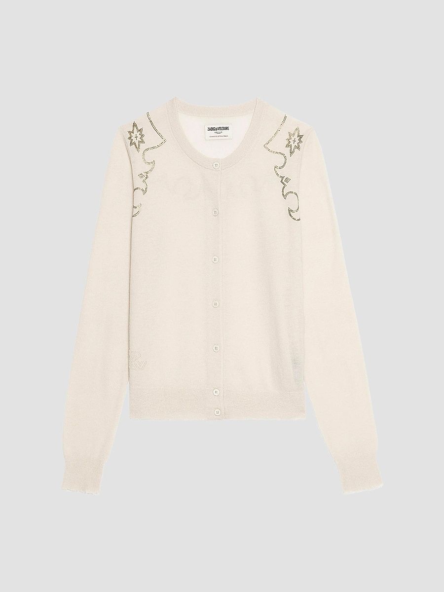 Zadig & Voltaire Women's Missya Rhinestone Cashmere Cardigan - Ecru - Size Medium