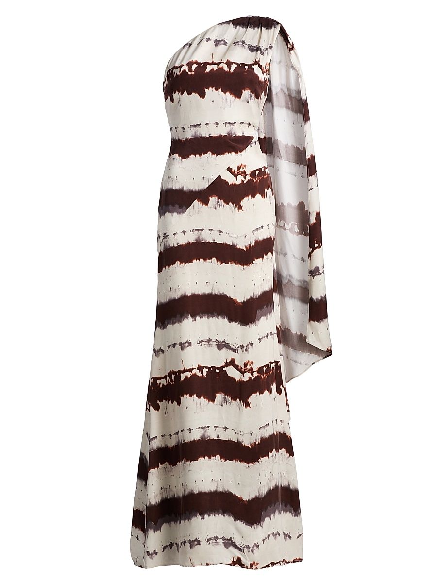 Women's Somara One-Shoulder Cascade Gown - Deep Spice Multi - Size 14