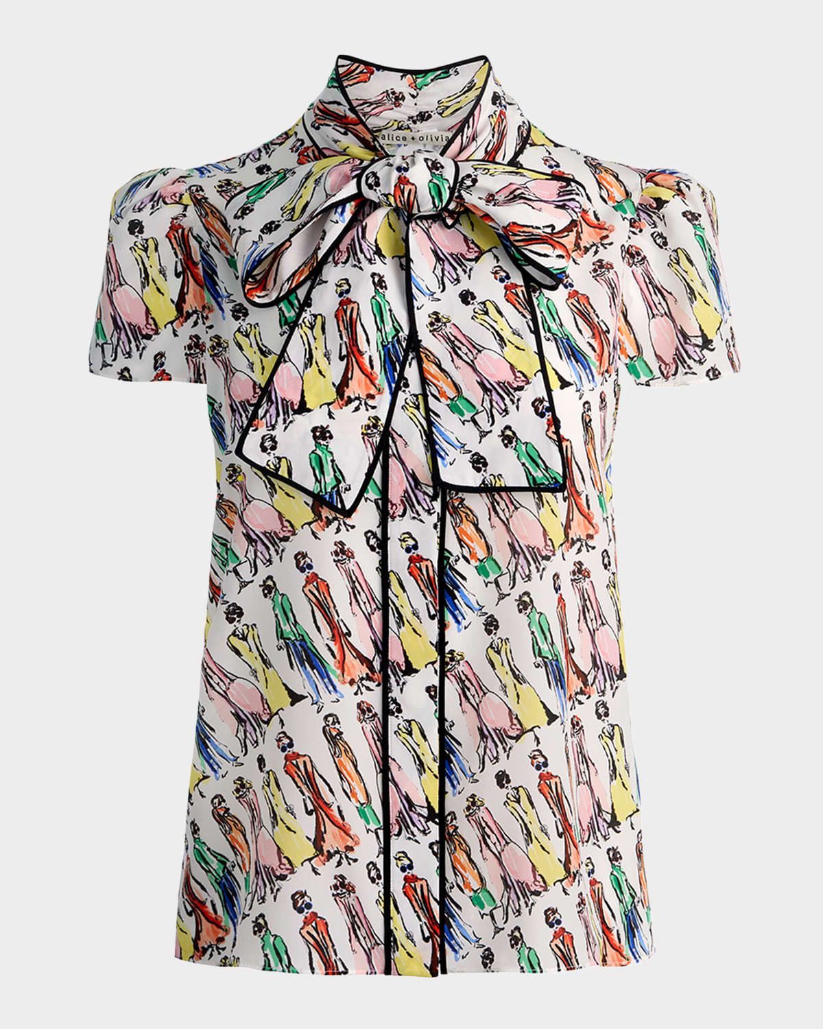 Jeannie Staceface Tie-Neck Blouse