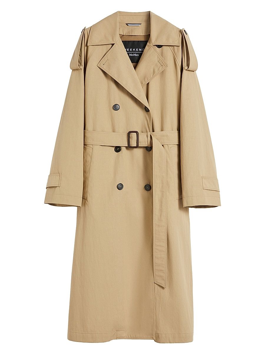 Women's Water Repellent Gabardine Trench Coat - Beige - Size 8