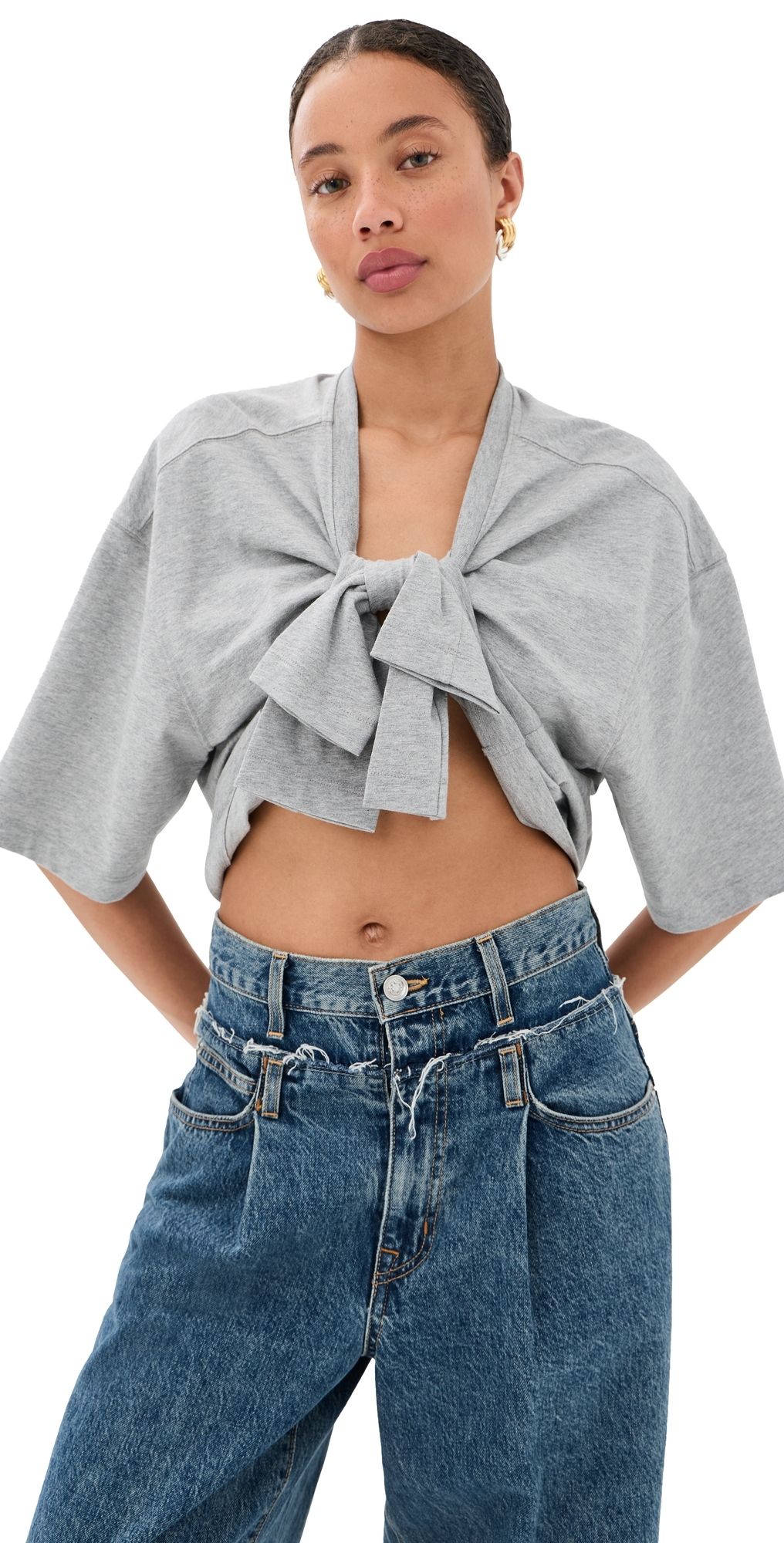 Meryll Rogge Turned T-Shirt with Bow Grey Melange L