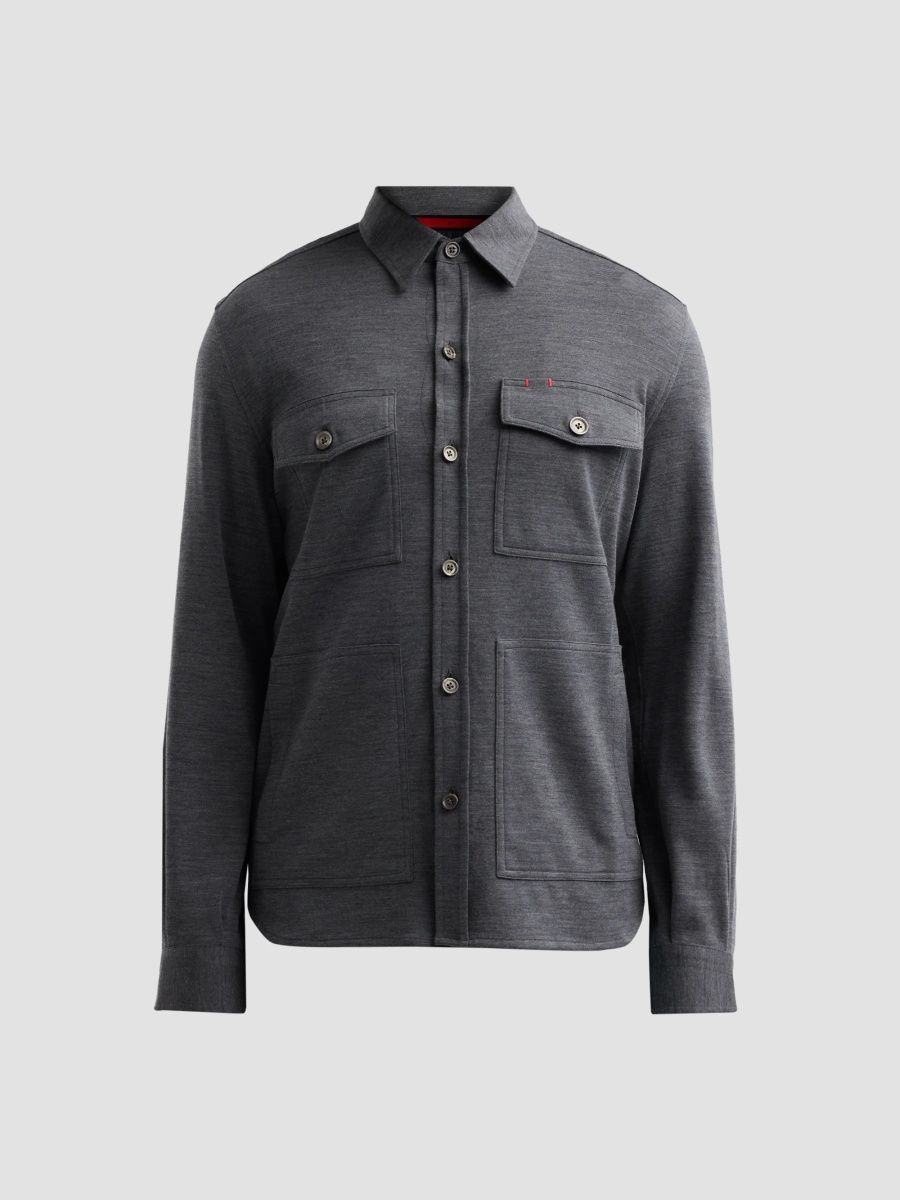 Isaia Men's Wool-Nylon-Blend Jersey Overshirt - Grey - Size XXL