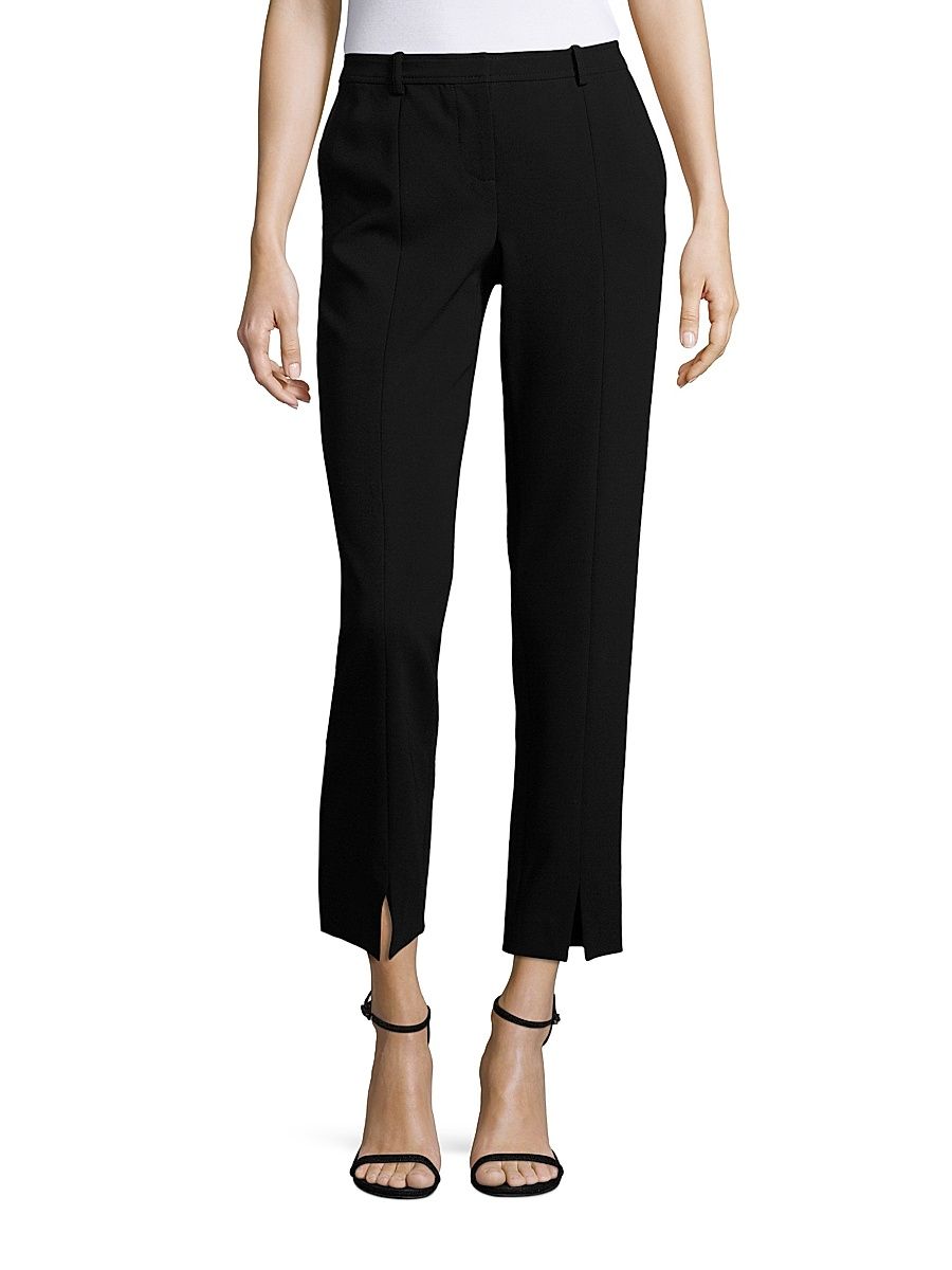 Women's Jennifer Pleated Straight-Leg Pants - Black - Size 2
