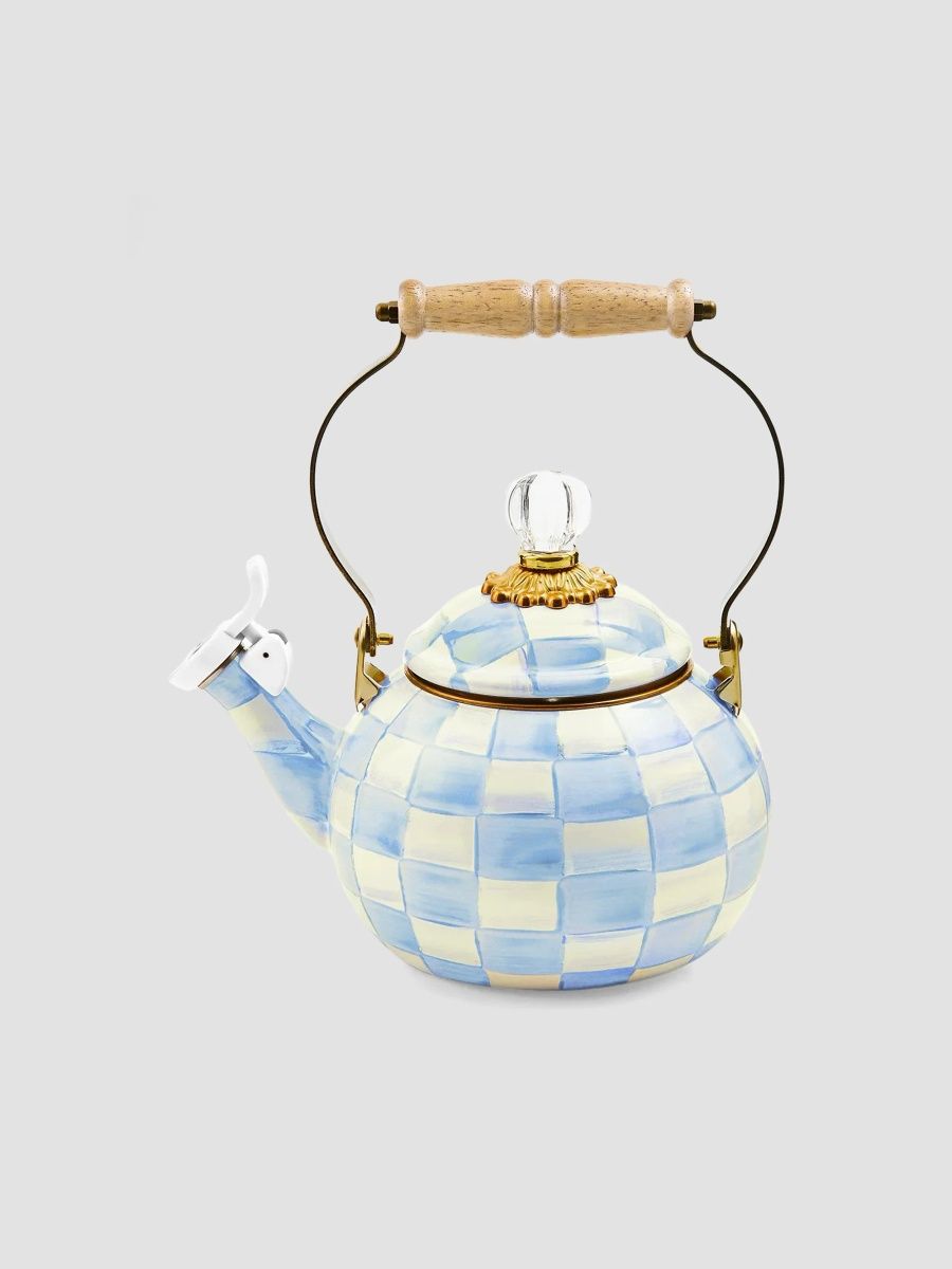MacKenzie-Childs Sky Check 2-Quart Whistling Tea Kettle