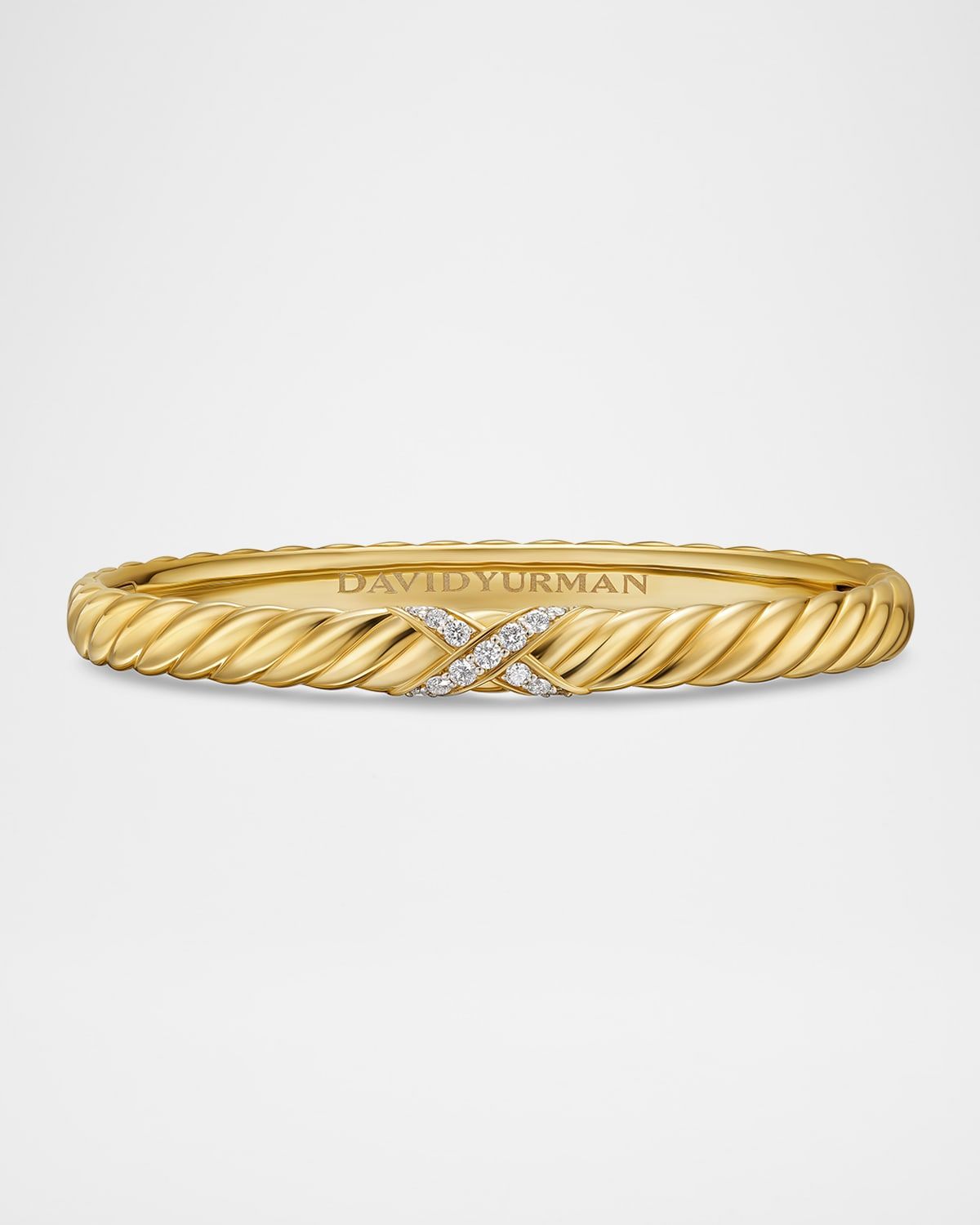 Sculpted Cable X Center Station Bracelet with Diamonds in 18K Gold