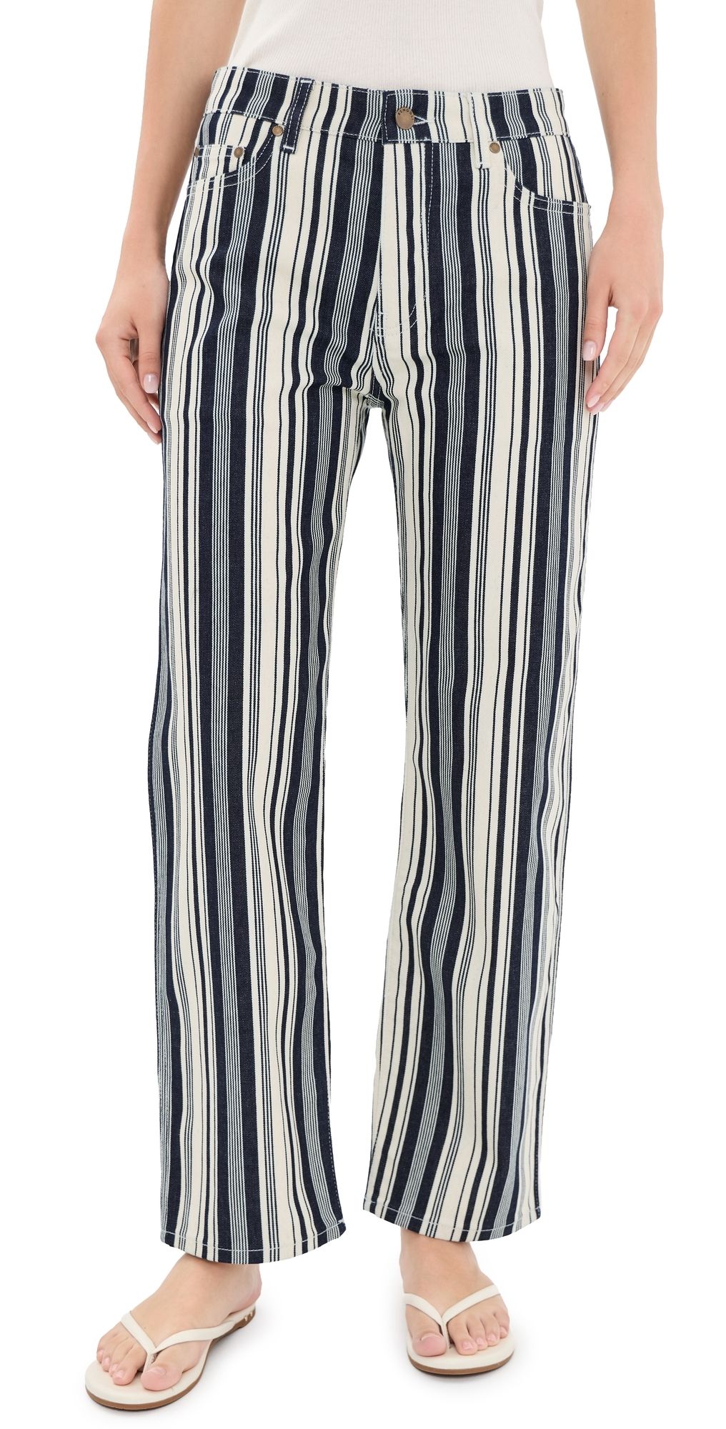 Renggli Stripe Straight Jeans Chalk/Midnight 30