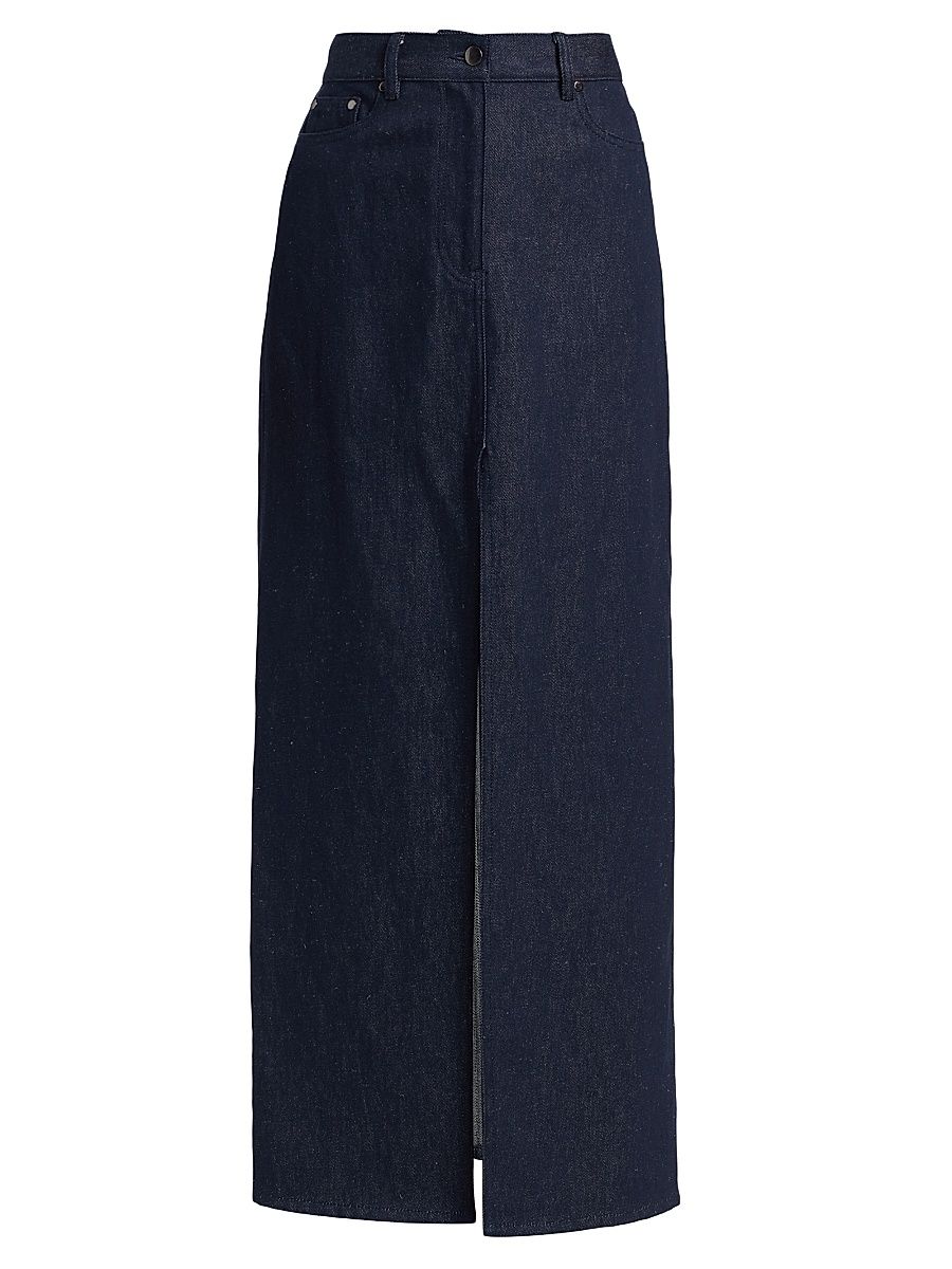 Women's Denim A-Line Maxi Skirt - Indigo - Size 8