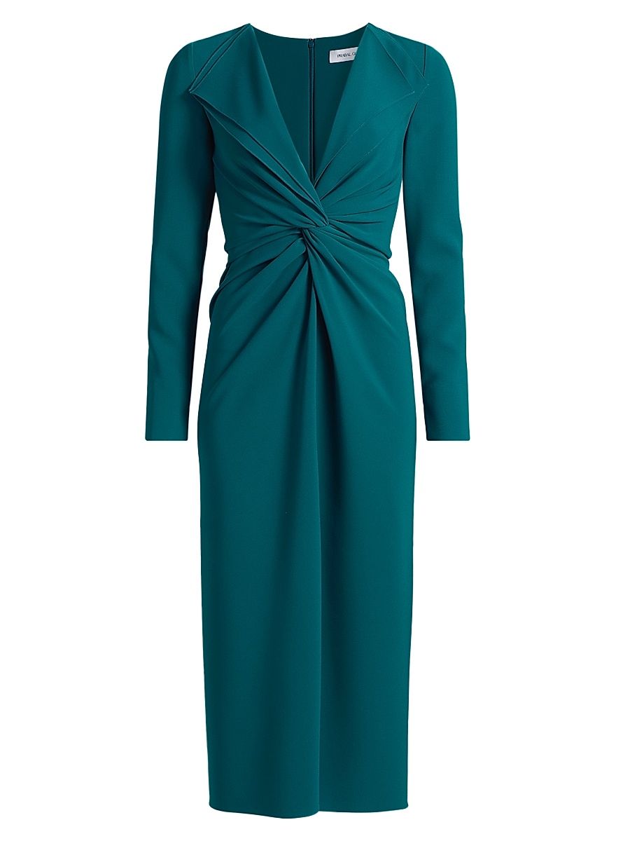 Women's Lily Twist Long-Sleeve Midi-Dress - Teal - Size 14